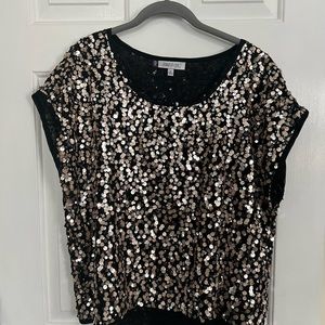 Jennifer Lopez sequin shirt xl black rose gold color with some silver